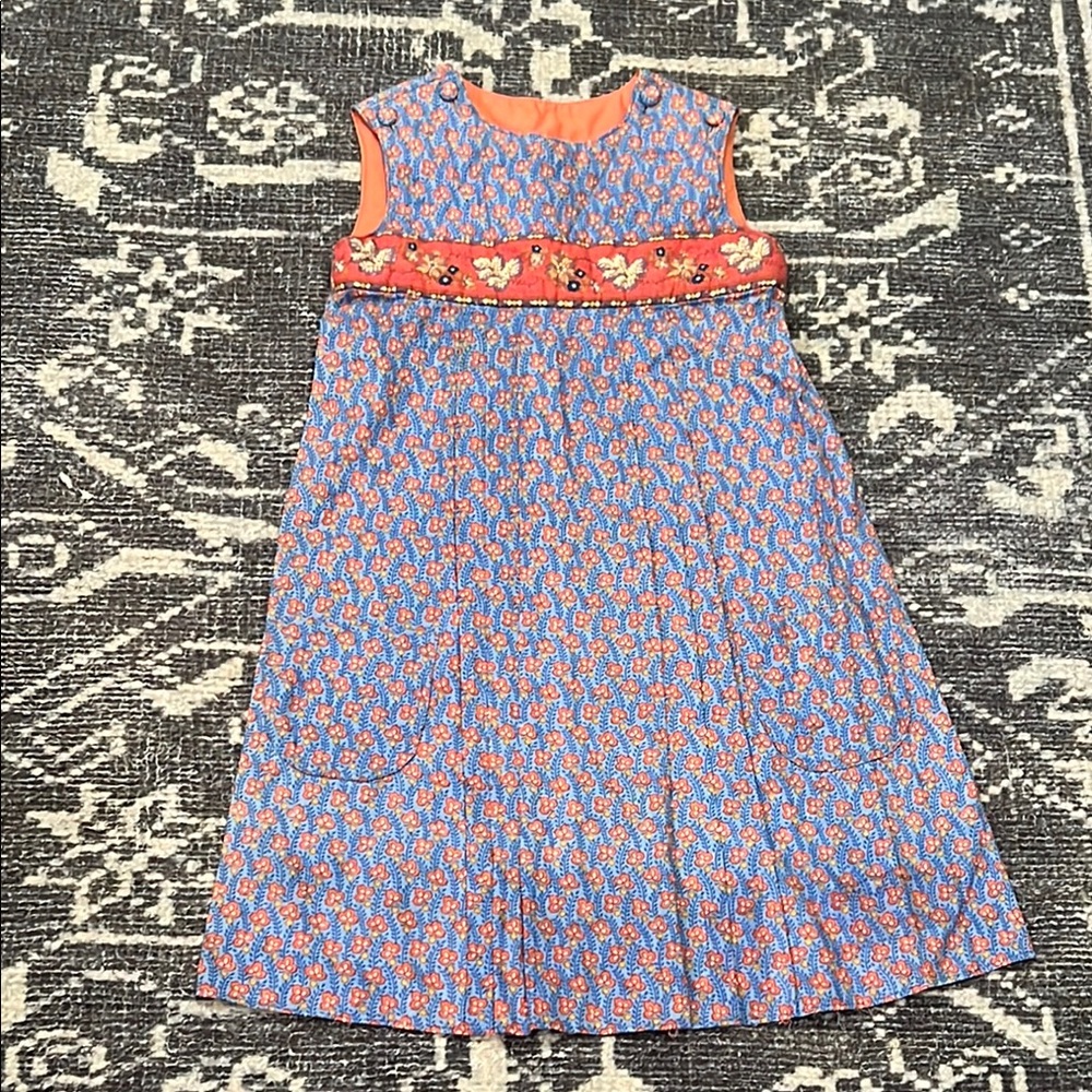 SOLEIADO La Provence DE PIERRE DEUX Floral Blue and Orange Kids Dress